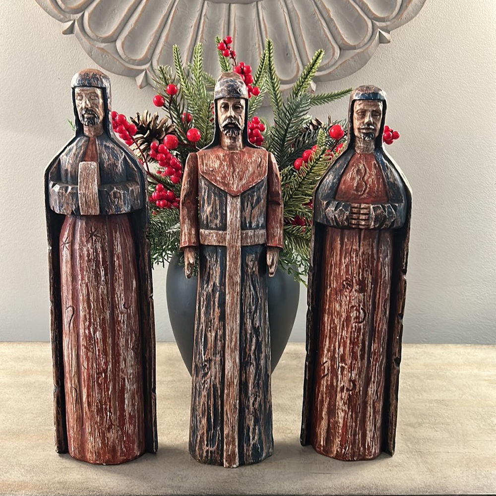 Southern Living At Home 3 Nativity Santos Wise Men Wood Christmas Statues 14”